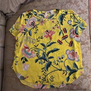 LOFT Yellow Floral Blouse
